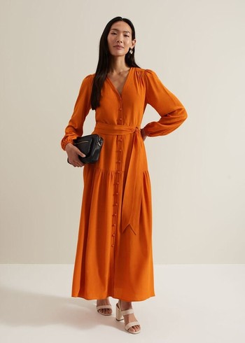 Phase Eight Tori Button Through Dress Brown Canada | QLCEXI-435